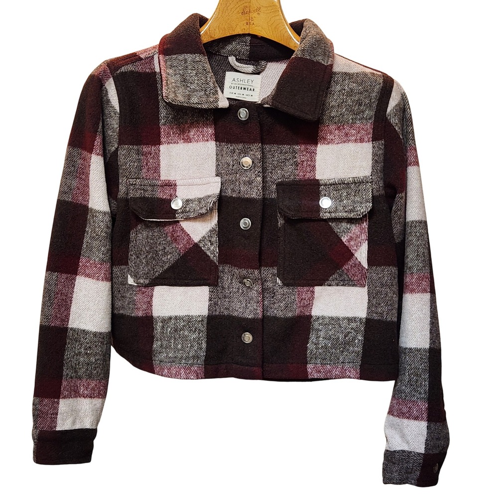 Ashley by 26 International Outerwear Plaid Cropped Shacket Jacket Women M Trendy